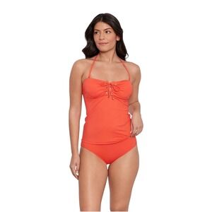 Lauren Ralph Lauren Beach Club Solid Logo Grommet Tubini Top Size 10 $110